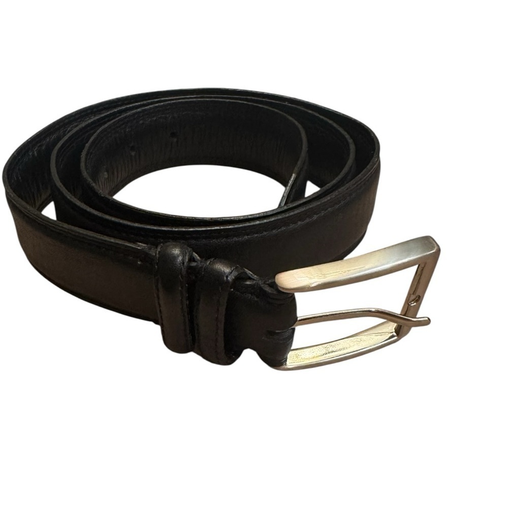 NWOT LEATHER HAND MADE Men’s Hand Polished Buckle Belt Black SZ 36 Luxury EUC